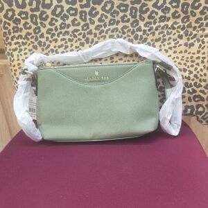 London Fog Olive Green Pebbled Crossbody Bag
